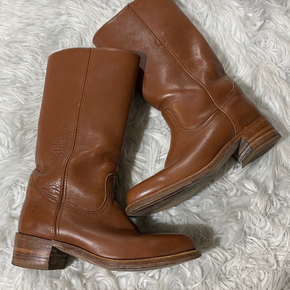 Frye Other - FRYE 2955 brown leather tall square toe box western boots Sz 10.5D